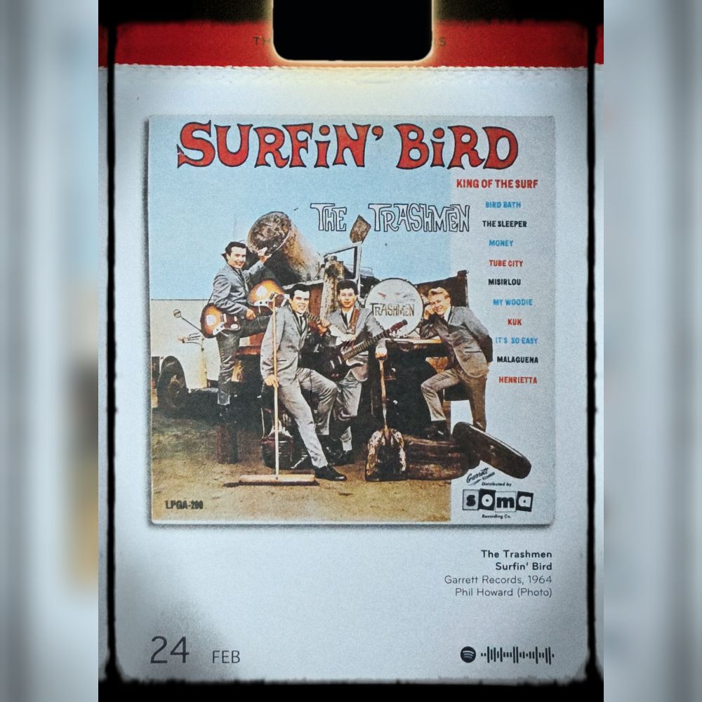 Abreißtageskalender von seltmann mit dem Kalenderblatt des Vinyl-Covers der LP "Surfin' Bird" (1964) von The Trashmen