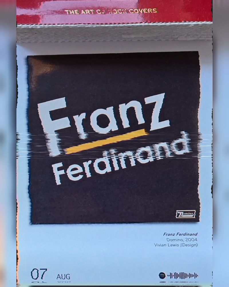 Abreißtageskalender von seltmann mit dem Kalenderblatt des Vinyl-Covers der LP "Franz Ferdinand" (2004) von Franz Ferdinand
