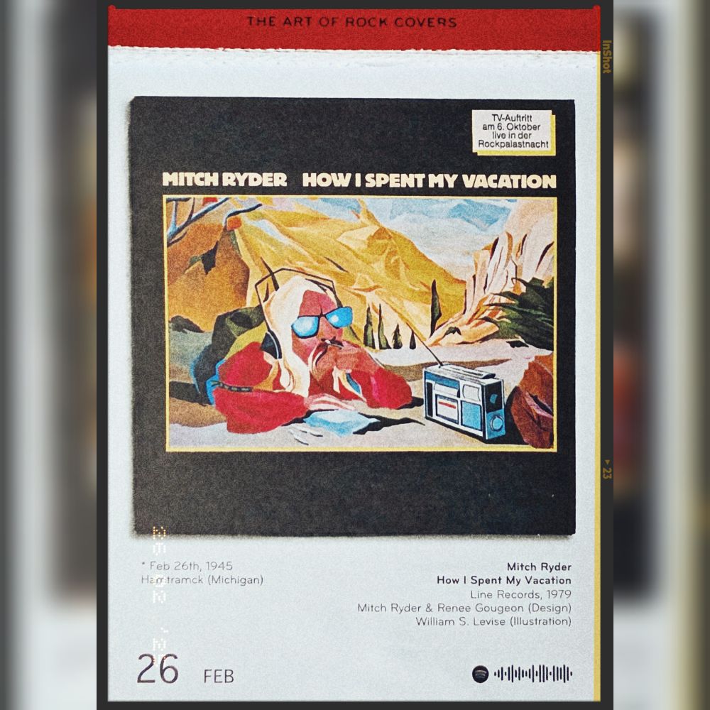 Abreißtageskalender von seltmann mit dem Kalenderblatt des Vinyl-Covers der LP "How I Spent My Vacation" (1979) von Mitch Ryder