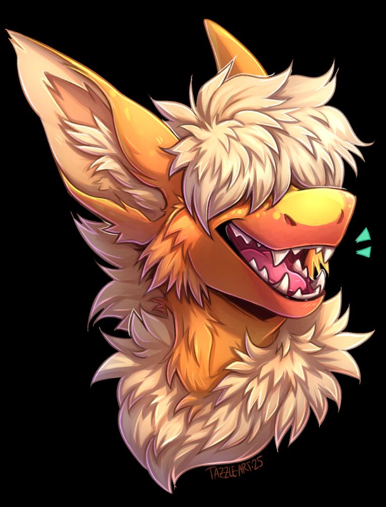 Head bust illustration of Spaxe making dragon noises by Tazzle