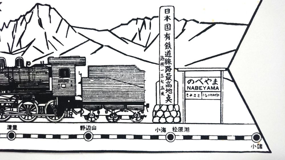 4, タイトルは和文で "小海線の旅" 。サブタイトルは "C56形式テンダ機関車" 。なお、駅標には行き先として"きよさと"と"しなのかわかみ"も表記されている。