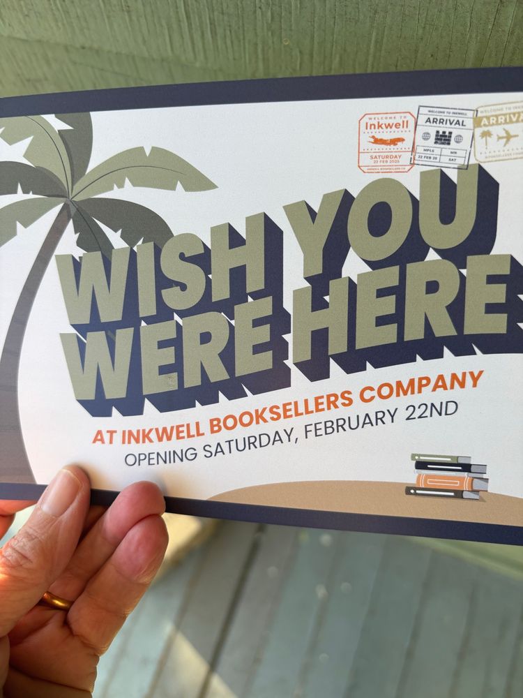 Postcard advertising opening of bookstore