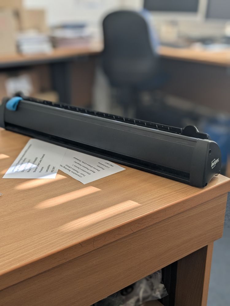 A closed office guillotine