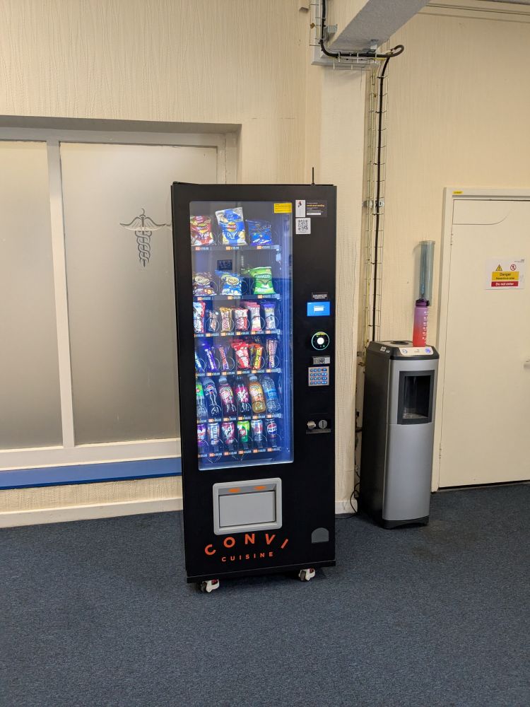 A vending machine filled with snacks...not books, sadly...