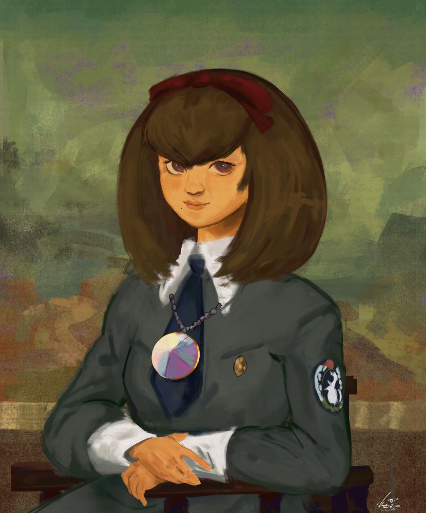 Digital artwork of Maki Sonomura from megami ibunroku persona as the Mona lisa 