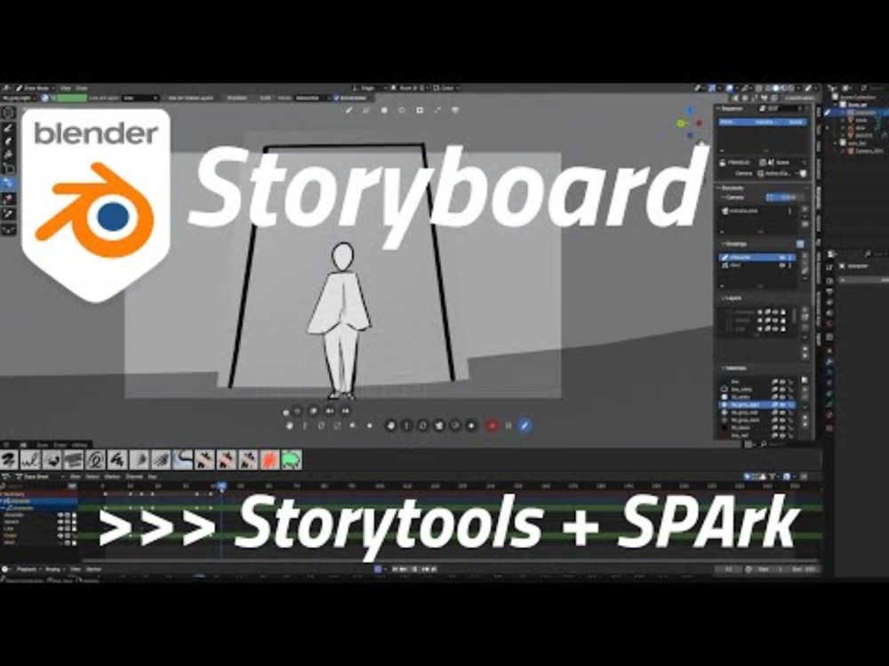 Storyboard in Blender with Storytools + Spark sequencer