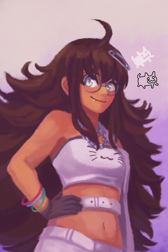 Hakuno Nekoda digital art, painted with a brush preset made out of a picture of What the Cat.