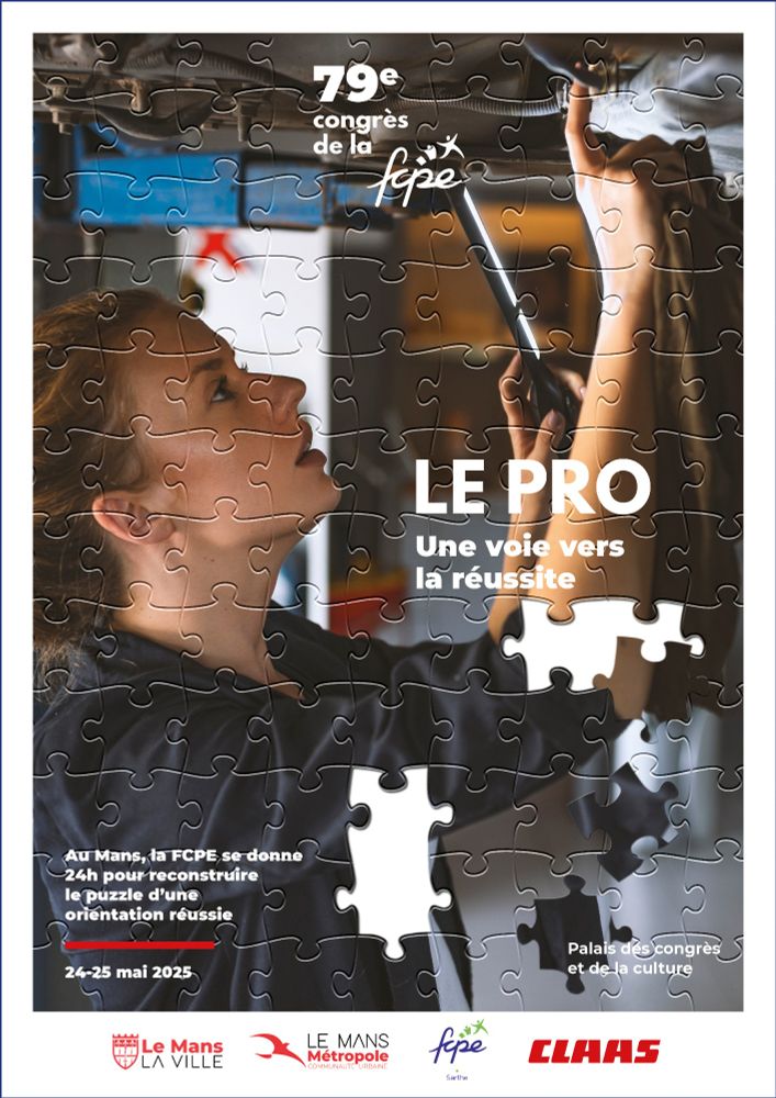 Affiche du 79e congrès la FCPE. Le Mans. 24 et 25 mai 2025.