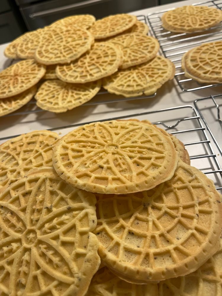 Pizzelle on cooling racks