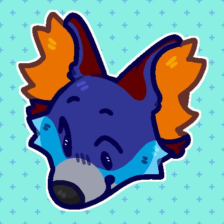 Chibi icon of a blue canine looking down
