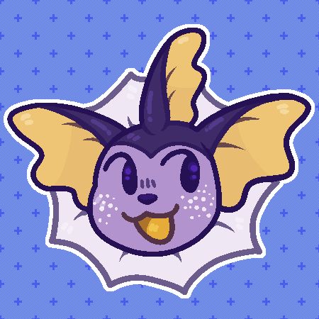 Chibi icon of a purple vaporeon smiling