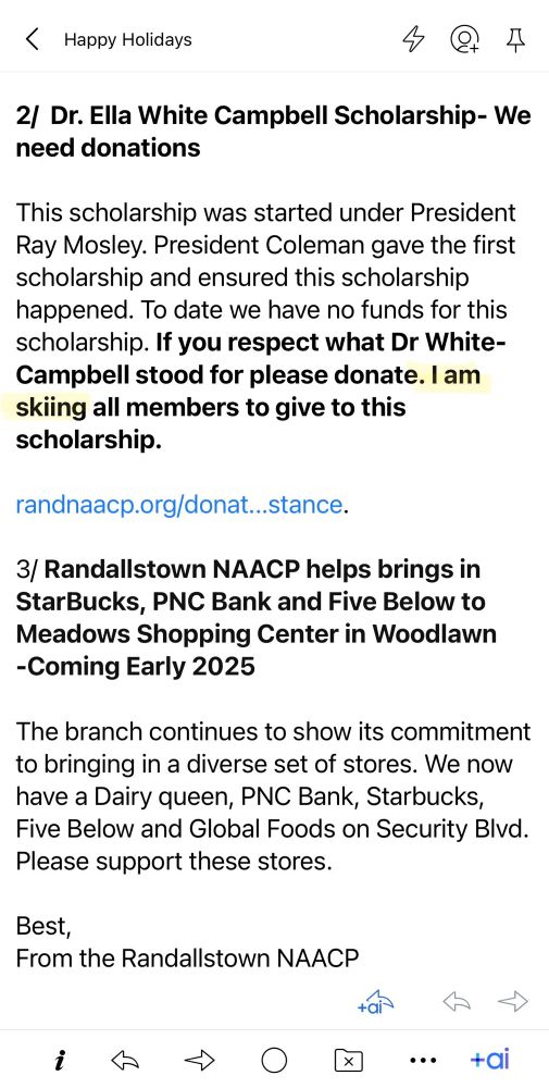 Text of error-riddled email from Randallstown NAACP 