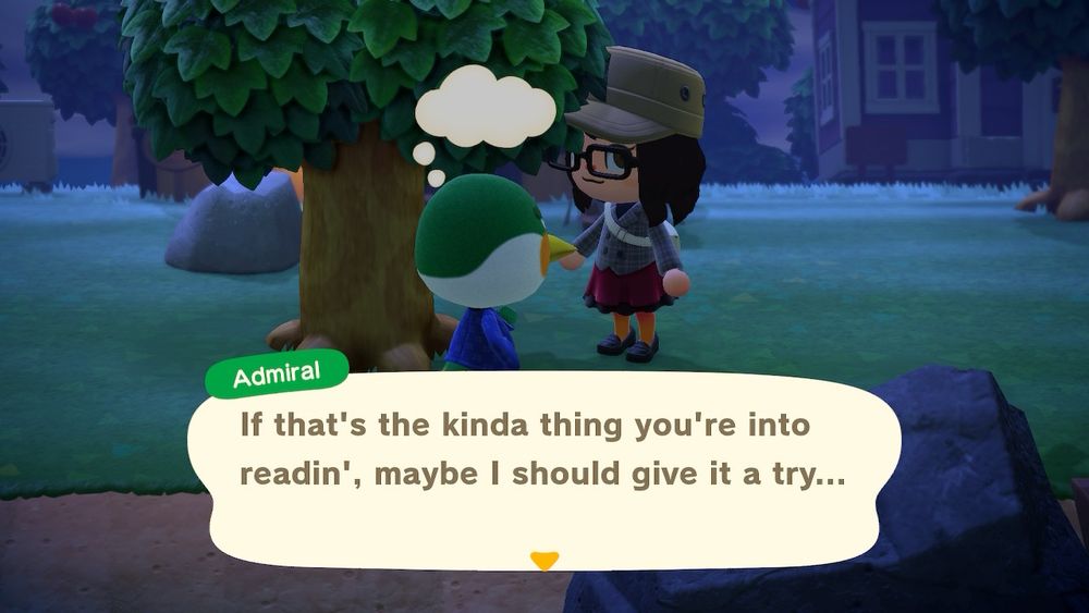 Admiral saying “If that’s the kinda thing you’re into readin’, maybe I should give it a try…”