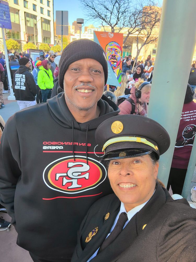 Myself and my husband at the start of the MLK march.