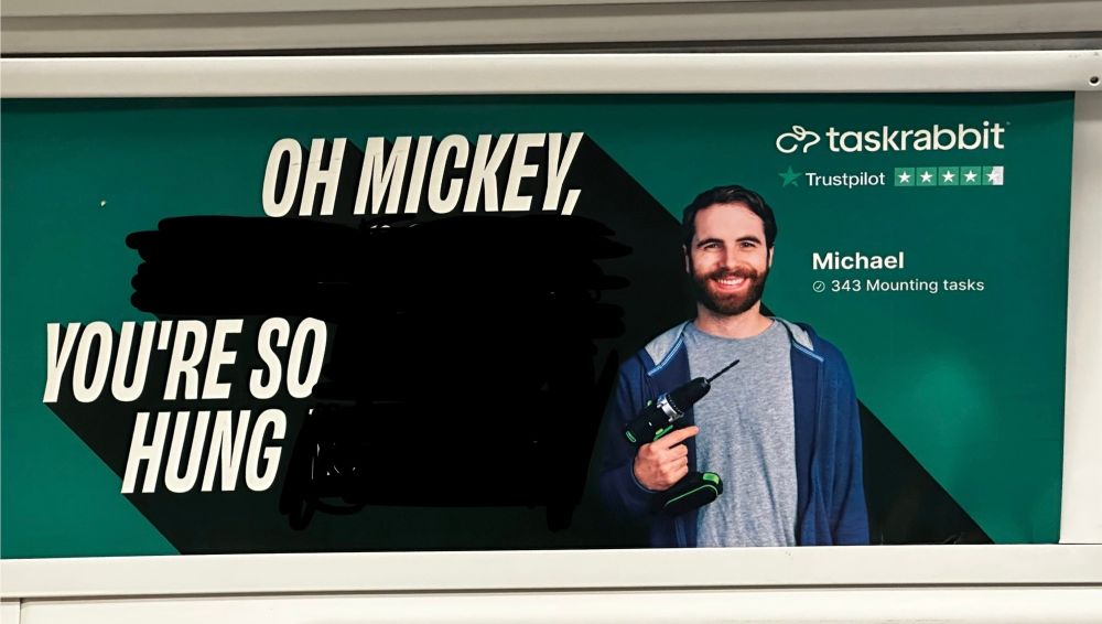 Doctored taskrabbit advert of a bearded man suggesting he may be hung