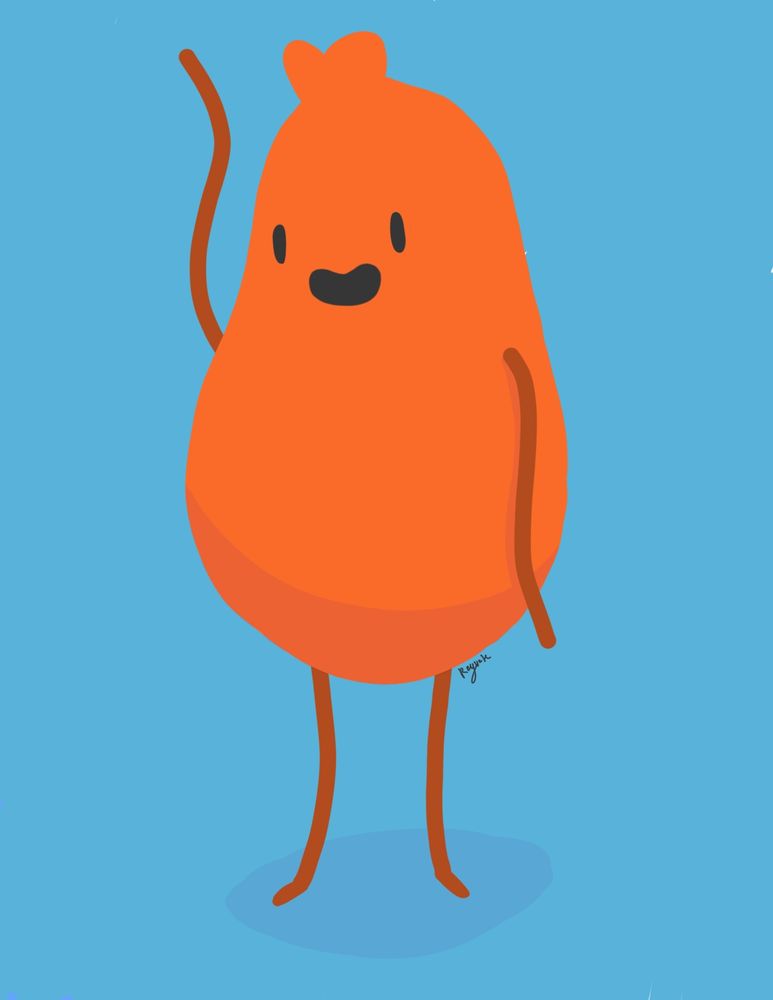 Orange Blob Man, Waving, with a Big Smile :D