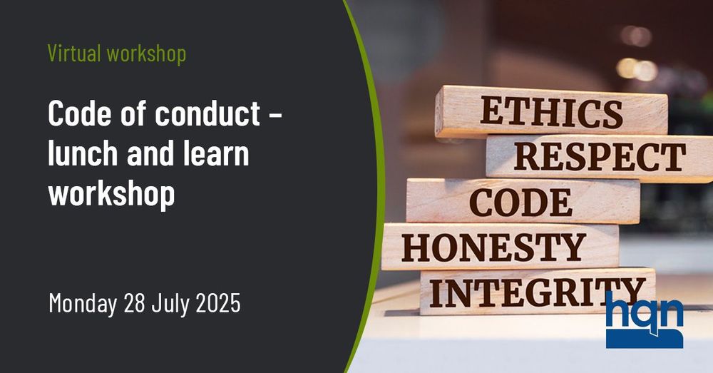 Virtual workshop: Code of conduct – lunch and learn workshop. Monday 28 July 2025