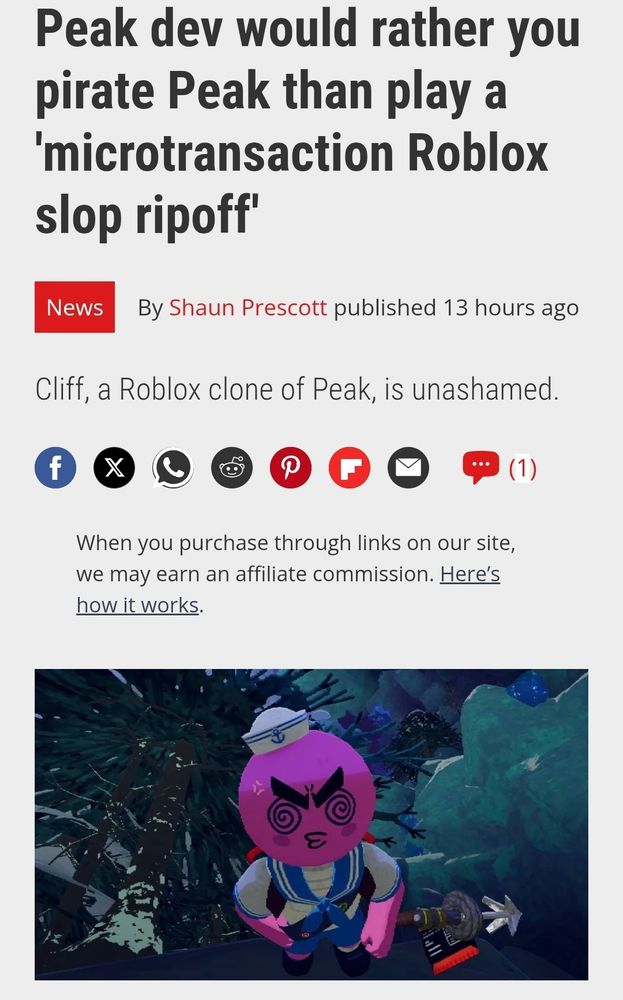 Article: Peak Dev would rather you pirate Peak than play a microtransaction slop ripoff