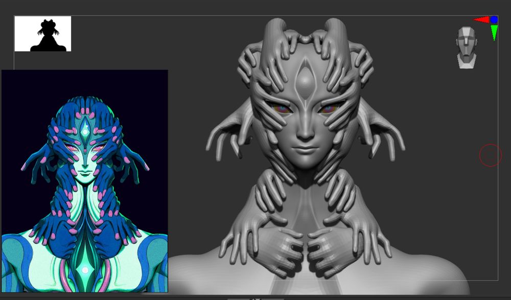A gray shaded 3D model in Zbrush 