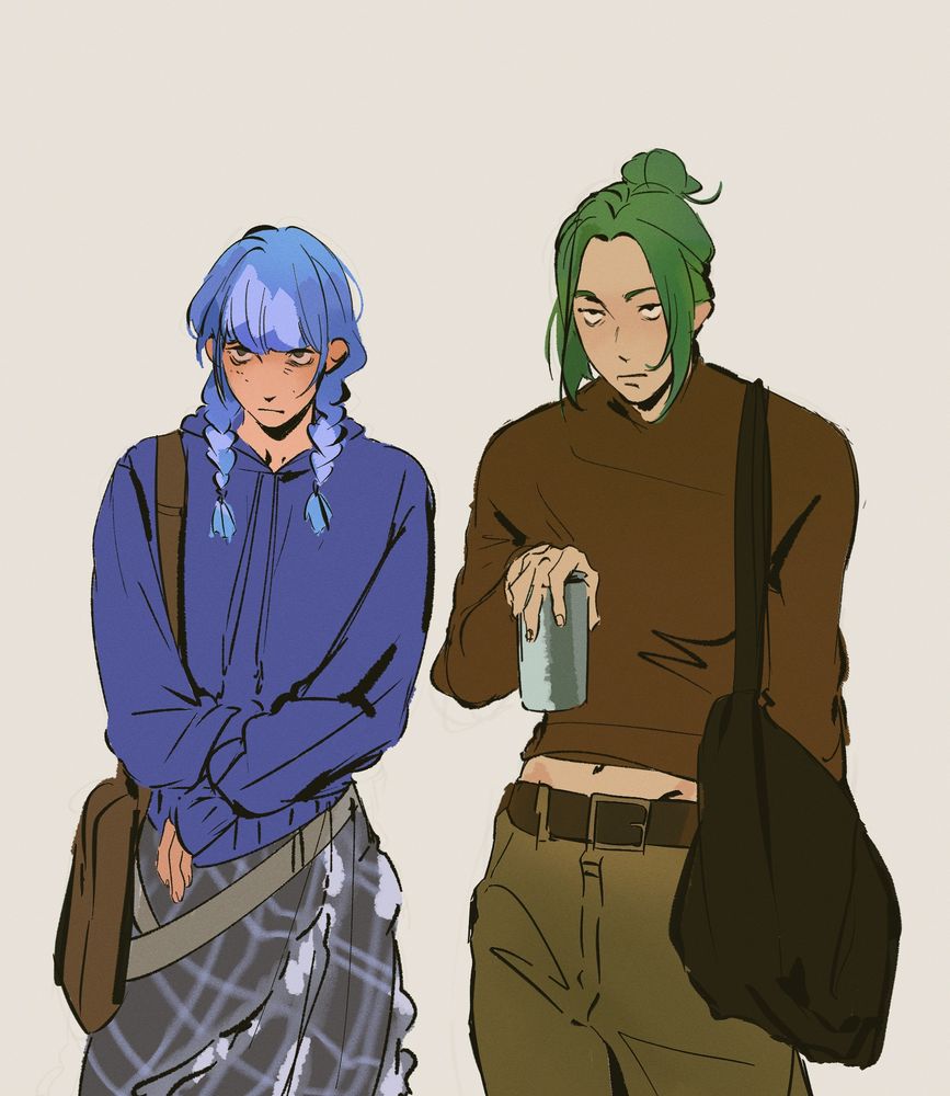 colored sketches of marianne and linhardt