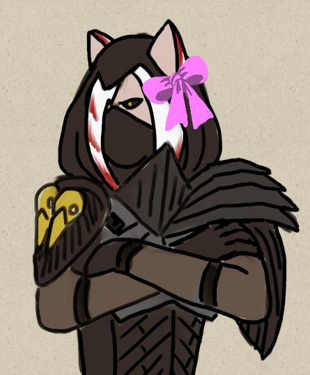 A digital doodle of my Werewolf-Elf assassin Sona'Ria - with an added pink bow.
