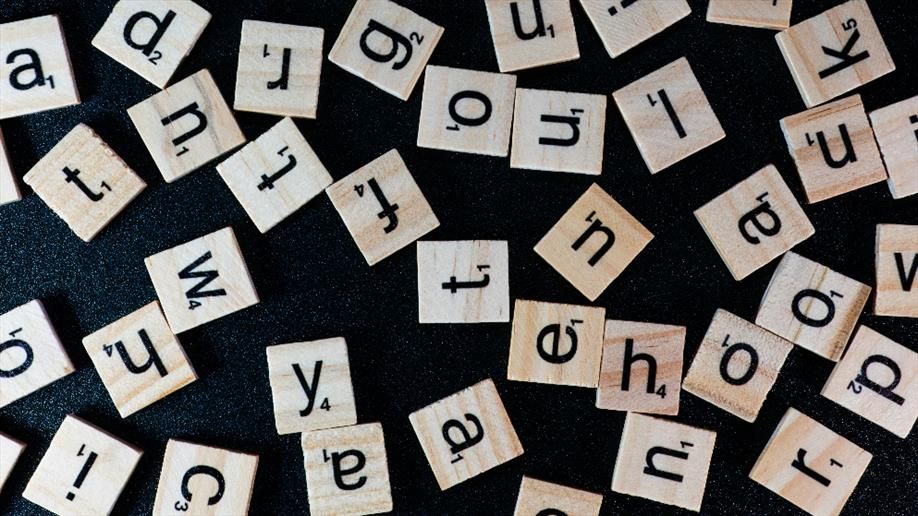 Scattered scrabble tiles