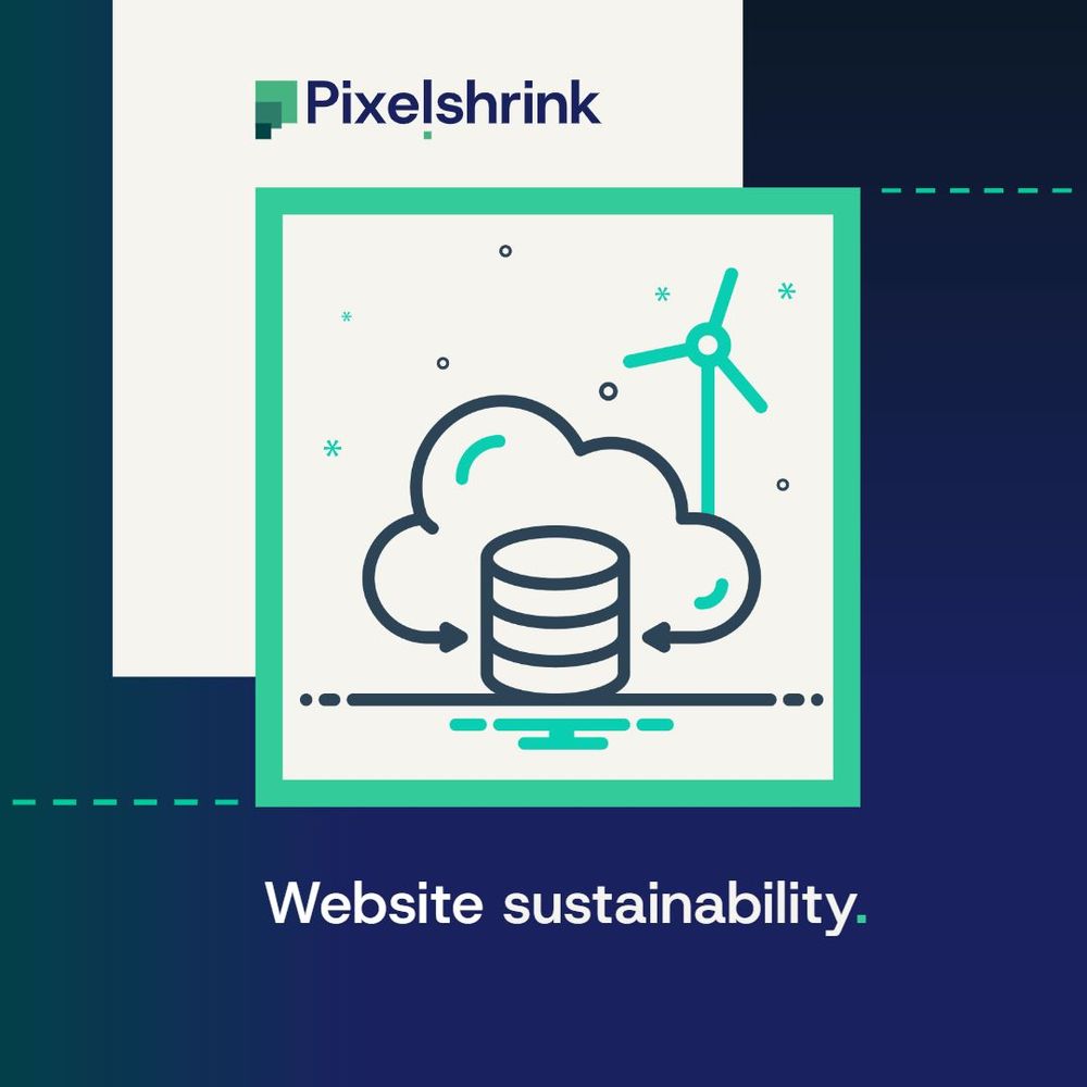 Graphic of a wind turbine with the Website Sustainability written below