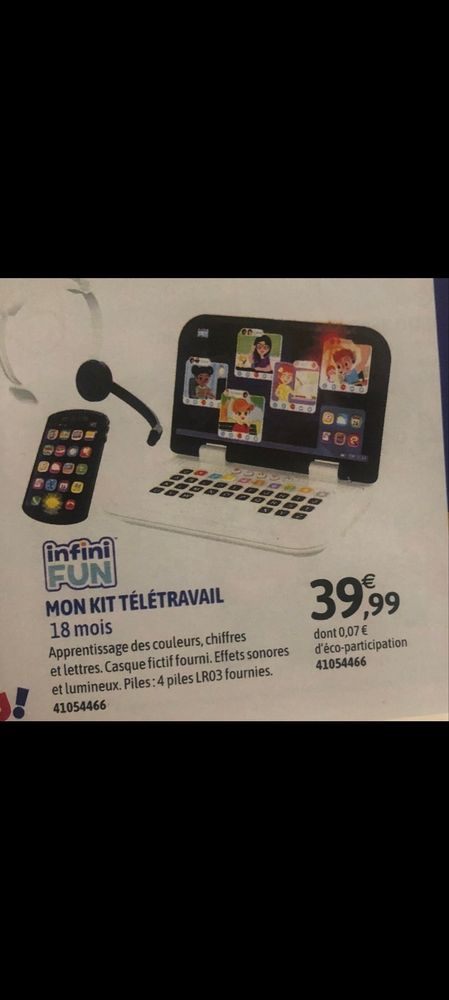 Jeu pour enfants de droitards addicts à LinkedIn intitulé "Mon kit télétravail" à partir de 18mois.