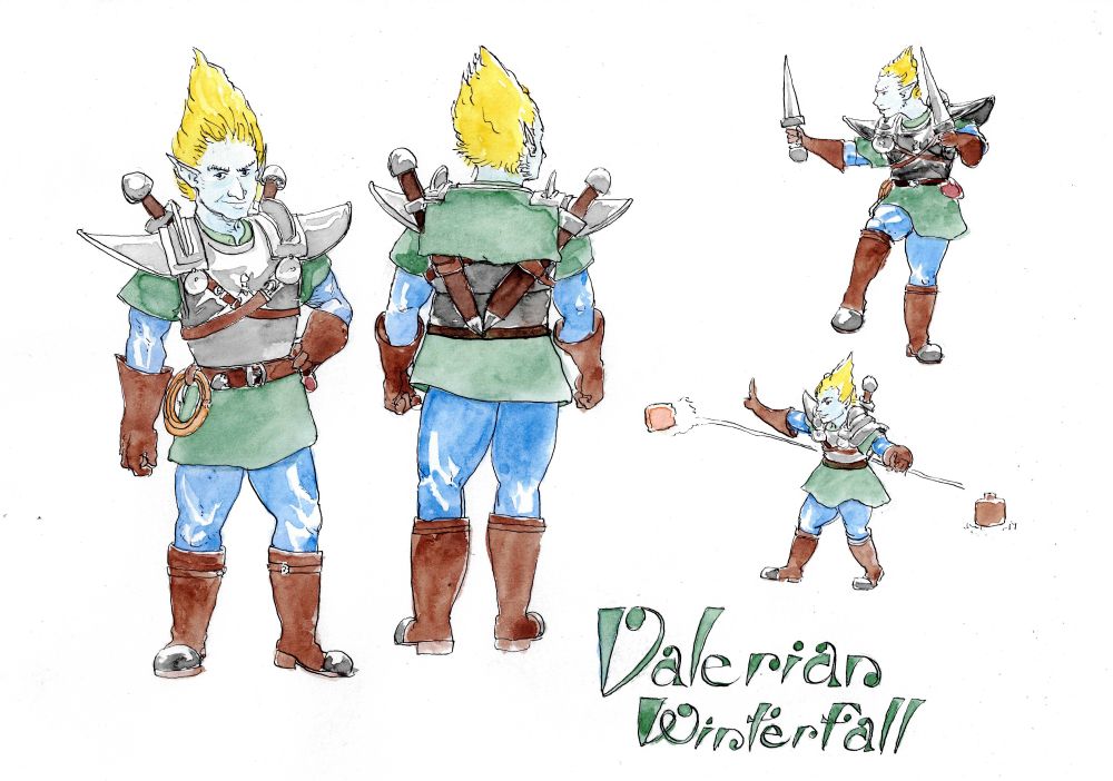 Valerian Winterfall - Astral Elf Psionic Fighter 
(yes those are saiyan-inspired shoulders and hair)
