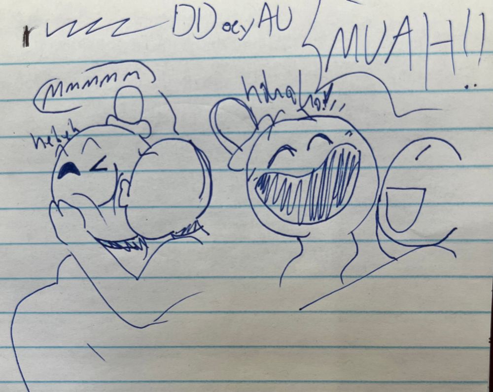 Player gives a giant kiss on Doey’s left cheek, making an exaggerated ‘MUAH!’ sound. Doey laughs at the gesture with a big smile.