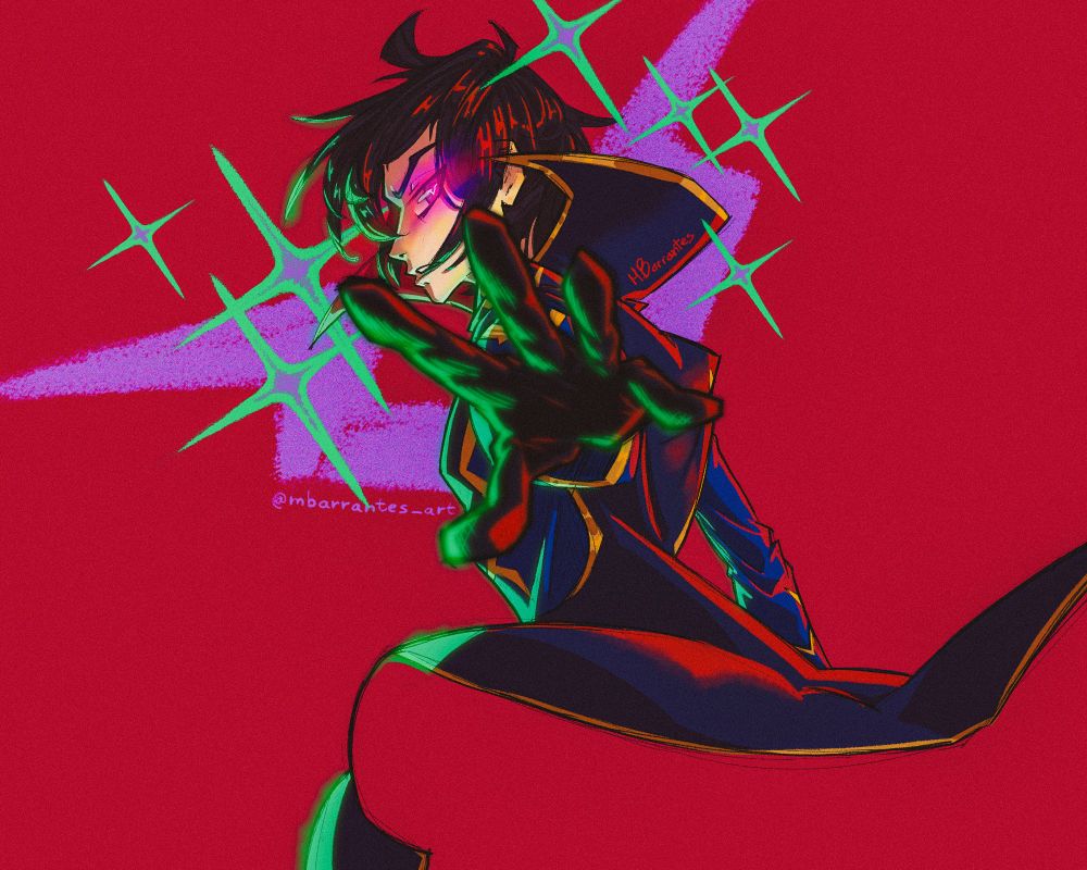 Fanart by @mbarrantes_art of Lelouch vi Britannia, aka Zero, a character from the anime Code Geass 