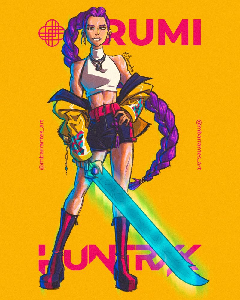 Fanart by @mbarrantes.art of Rumi, a character from the animated movie Kpop Demon Hunters