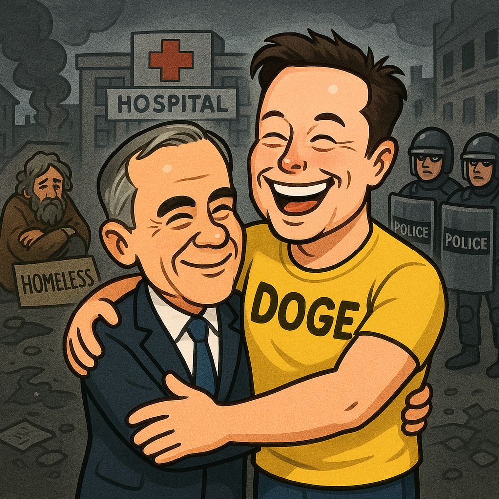 Mark Carney embraces Elon Musk in cutting social services.