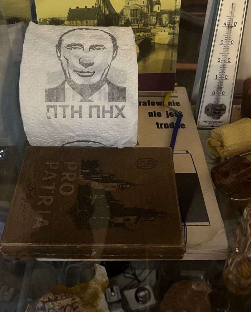 Putin toilet paper on display at an artist’s studio 