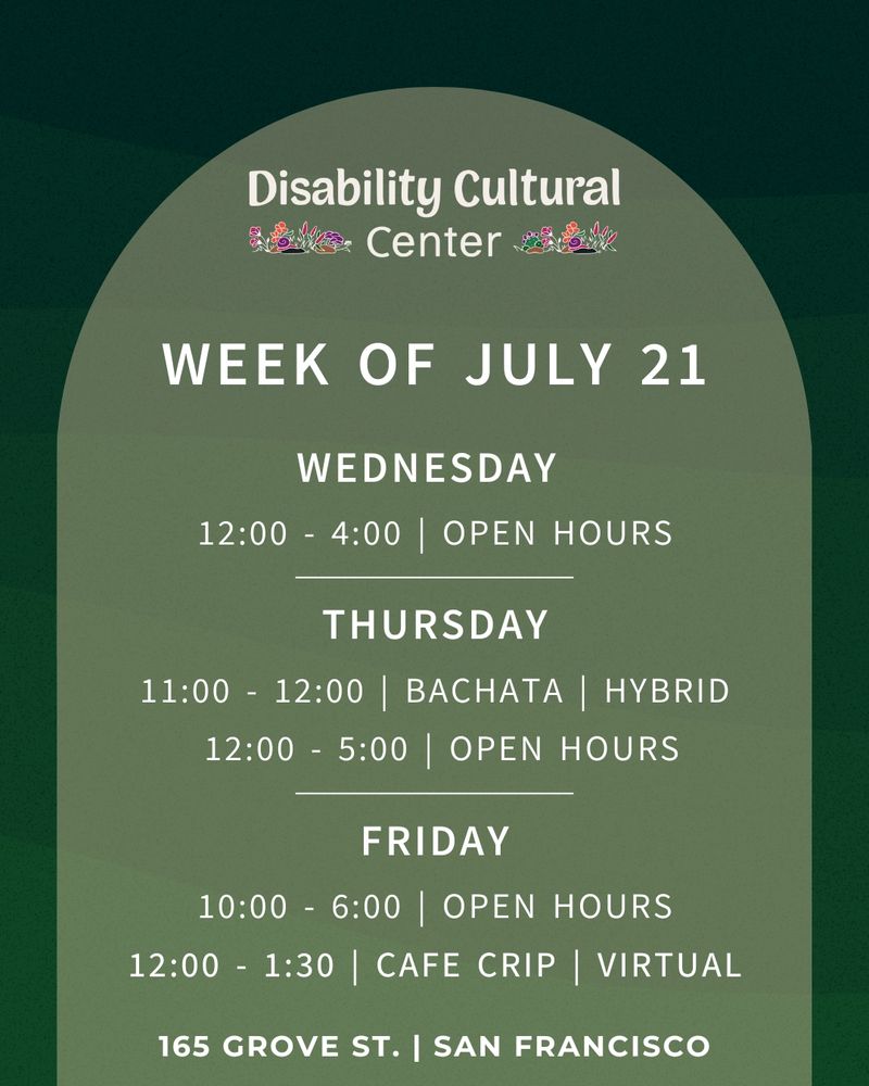 Slide 1: Dark green rectangle with sage-colored dome inside. Heading is week of July 21. Details the same as above.
