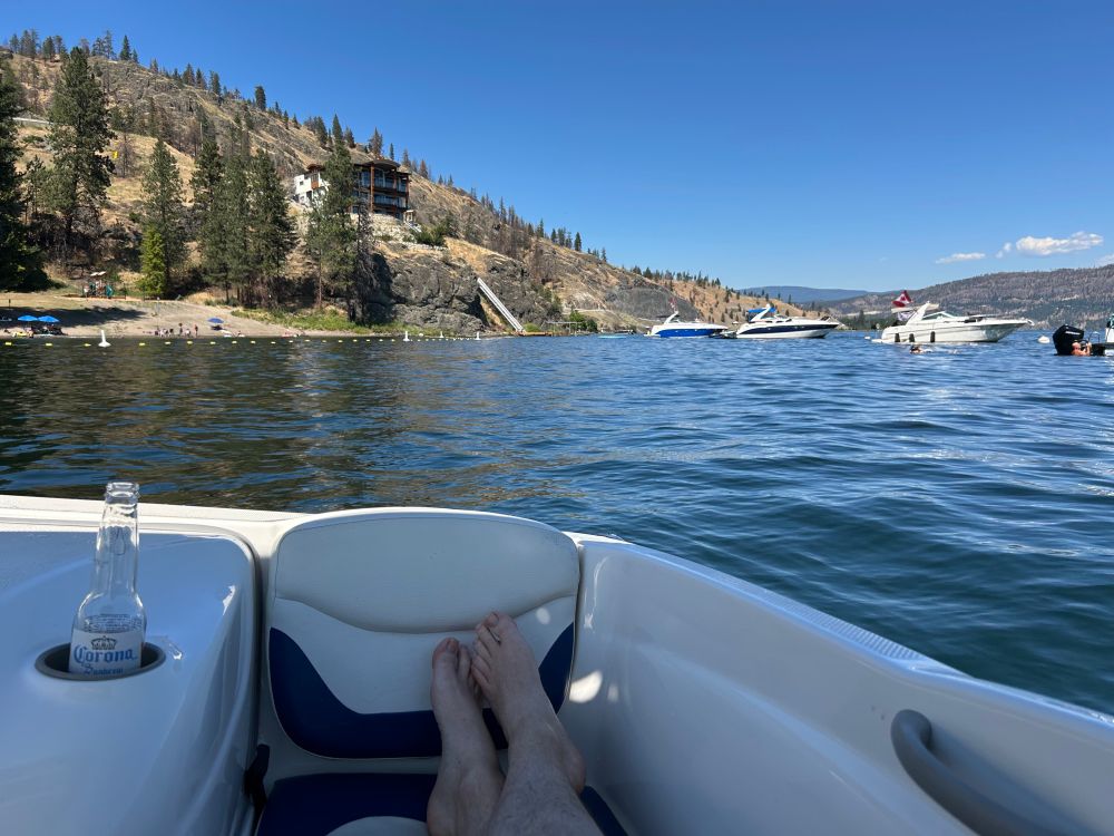Staying cool on the boat with a near beer. On Canada Day