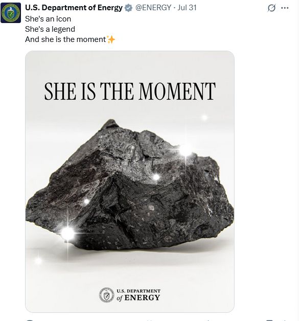 Coal tweet from U.S. Department of Energy. 