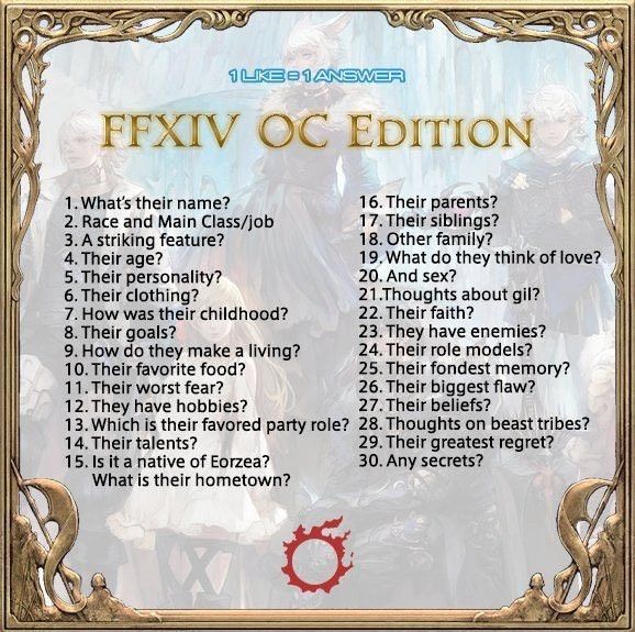 FFXIV OC EDITION
With a list of 30 questions. 