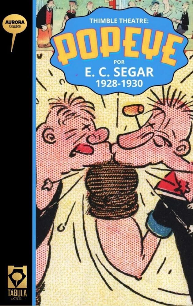 capa de Popeye por e.c.segar, 1928 a 1930, ao dar um soco, popeye nocauteia seu oponente e a si mesmo
