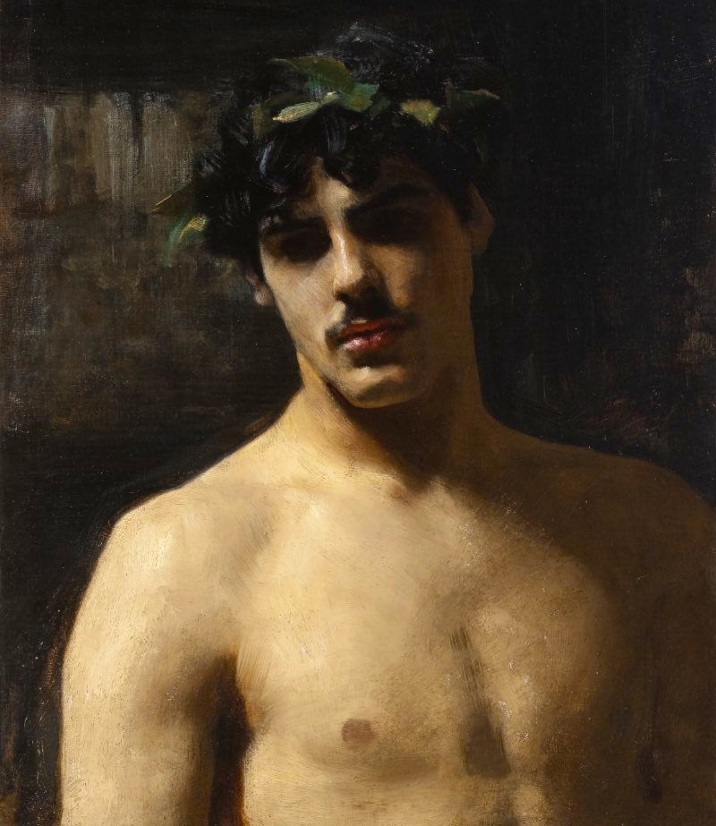 John Singer Sargent painting of a young man shirtless