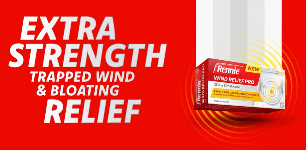 ad for "extra strength trapped wind and bloating relief" medication
