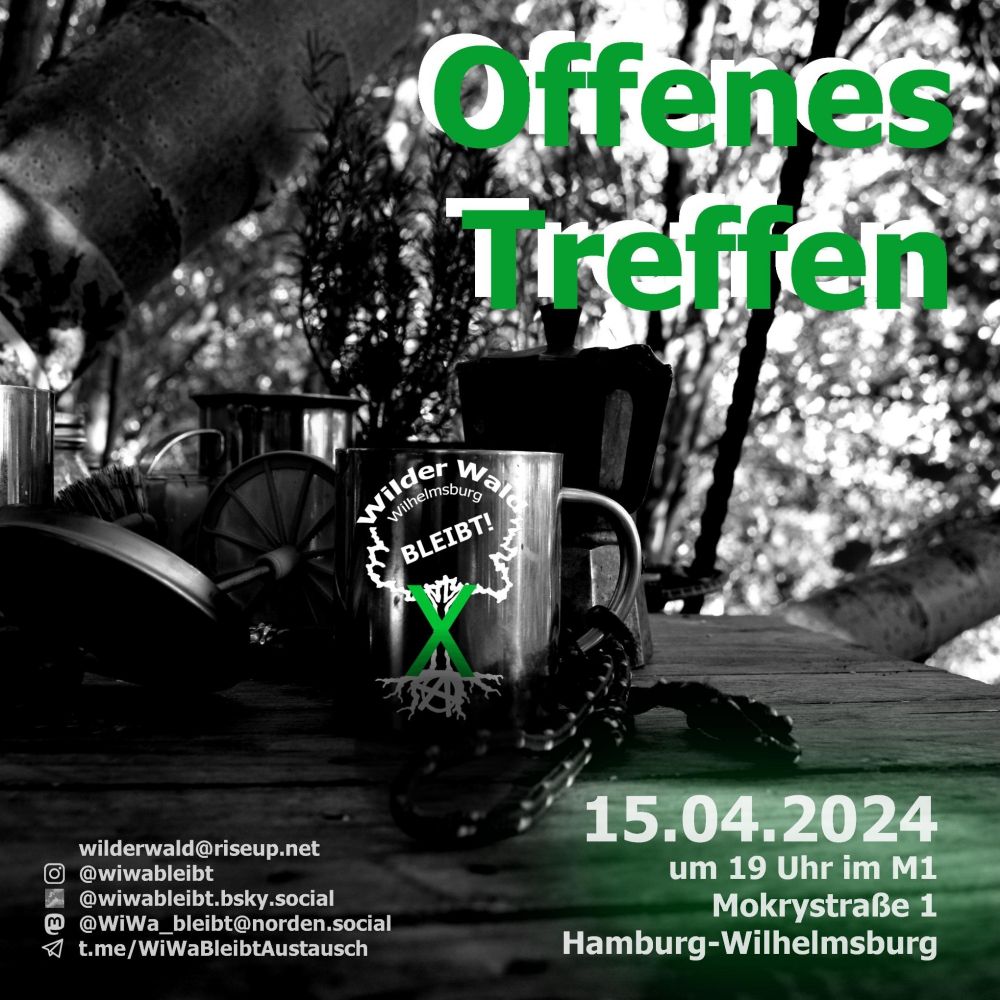 Am 15.4. Um 19 Uhr findet unser nächstes Offenes Treffen statt. Komm gerne dazu!
Ort: Mokrystraße 1