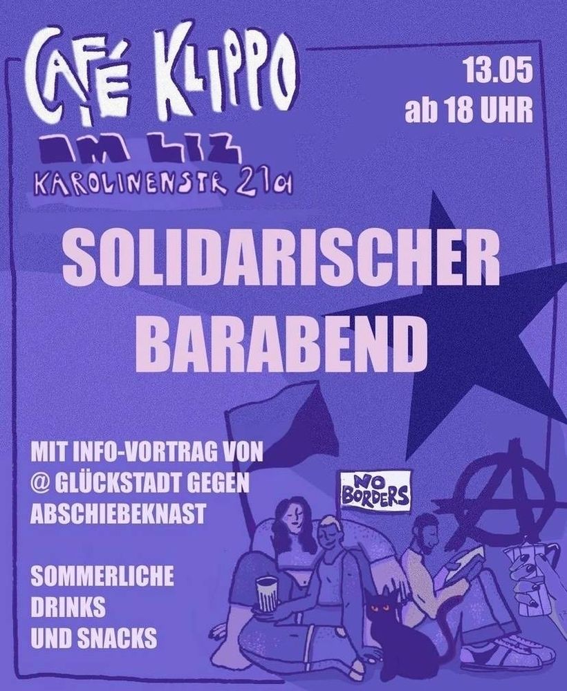 Cafe Klippo im Liz, Solidarischer Barabend am 13.05. ab 18.30 Uhr.