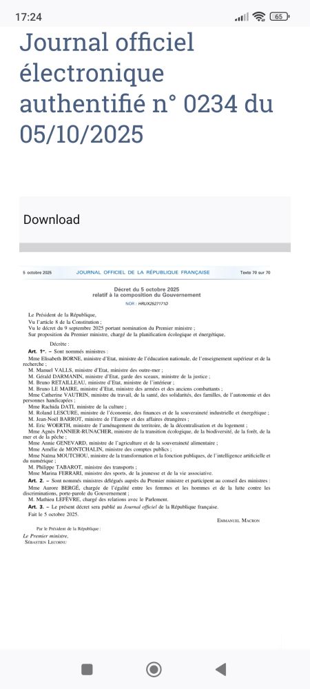 Extrait du jo du 5 / 10.