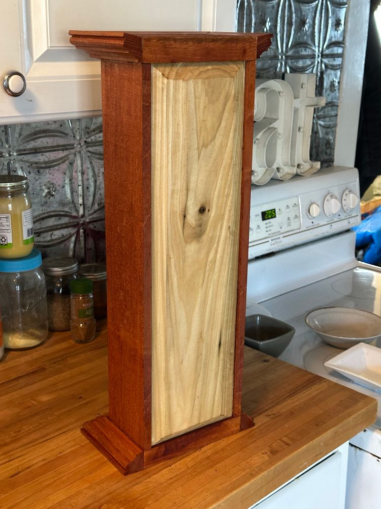 The back of the cabinet showing the rough hewn poplar back 