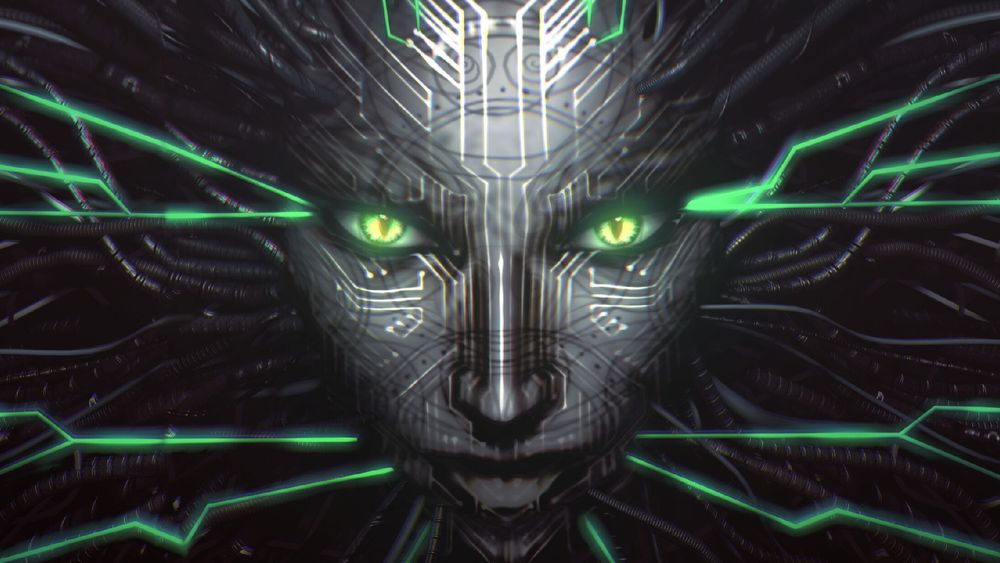 Le visage féminin de l'intelligence artificielle méchante de System Shock. 