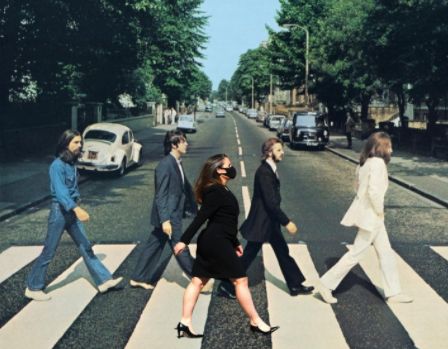 Freeland crossing the street with the Beatles
