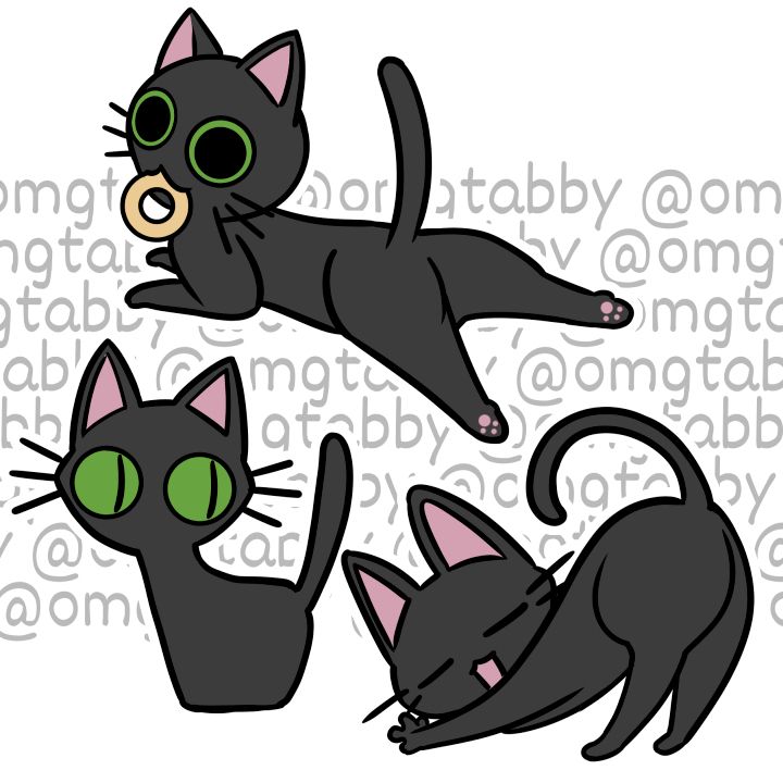 Kuroneko from Trigun performing a variety of charming cat poses