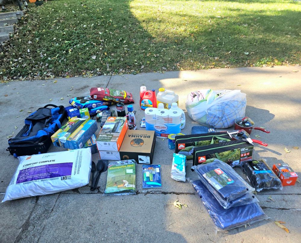 this week's requests laid out in a driveway