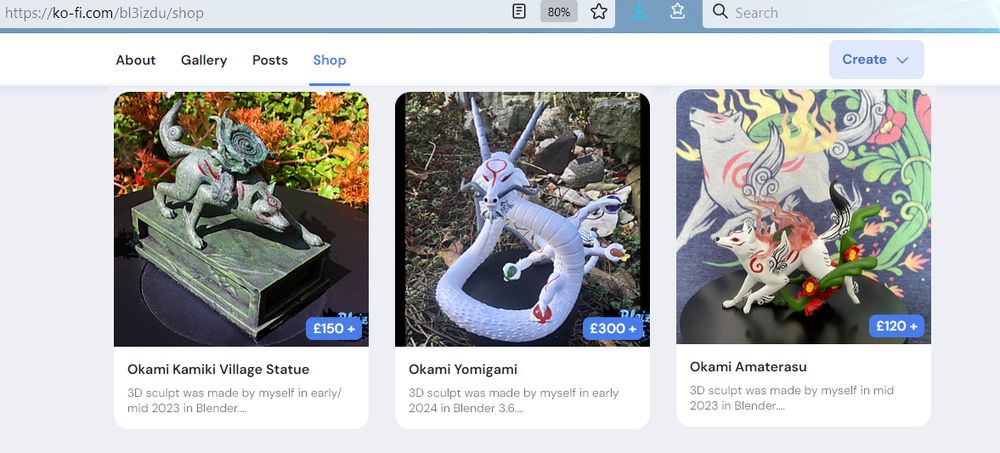 Fully finished good fanmade figures of Okami. Kamiki Village Statue. Yomigami. Amaterasu based on a T-shirt design.